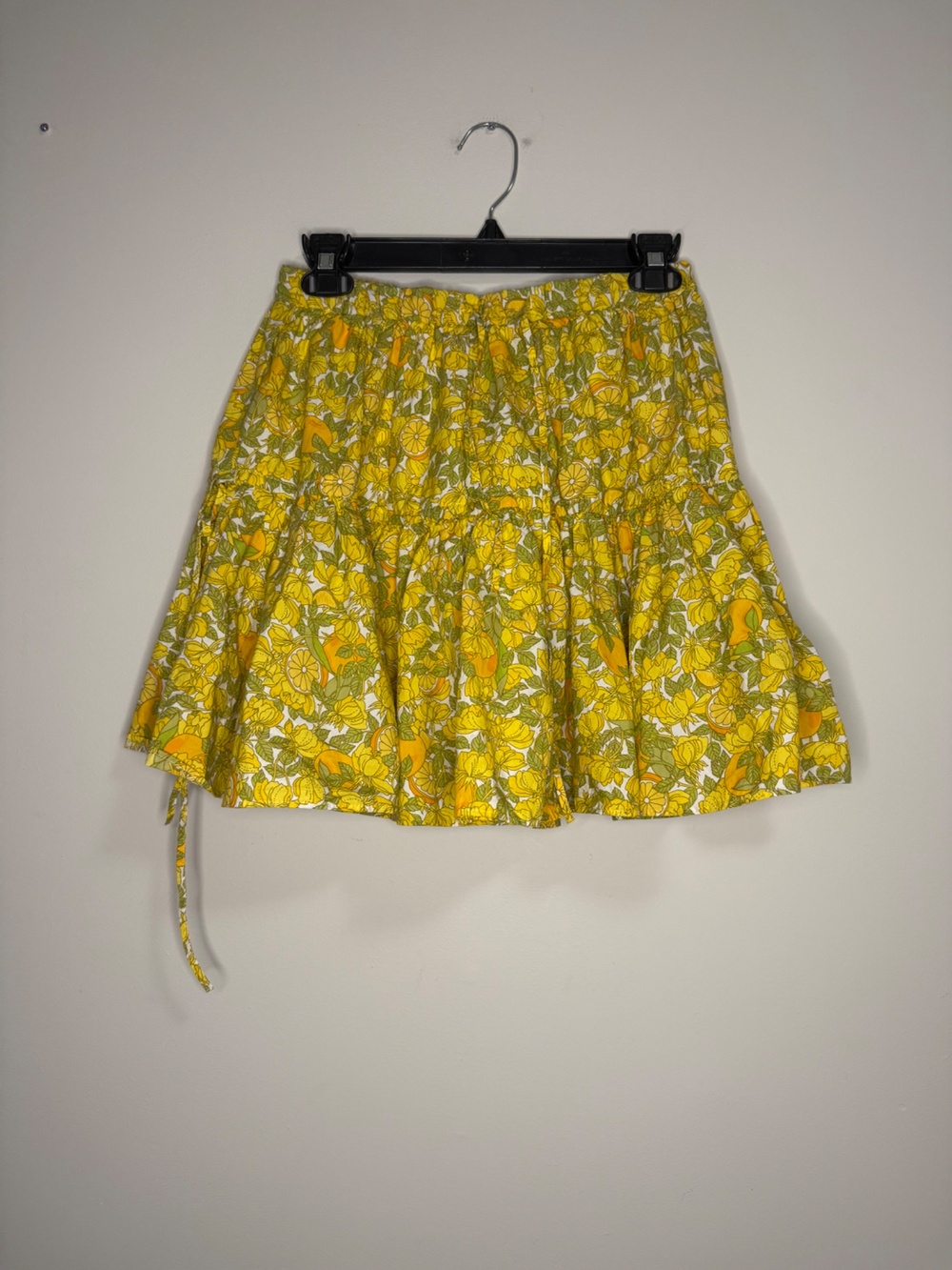 J.Crew Floral Print Drawstring Mini Skirt Yellow XXS Womens